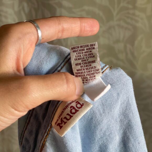 Mudd Studded Denim Punk Sleeveless Button Down Shirt Grunge‎ Western Size S - Picture 7 of 8